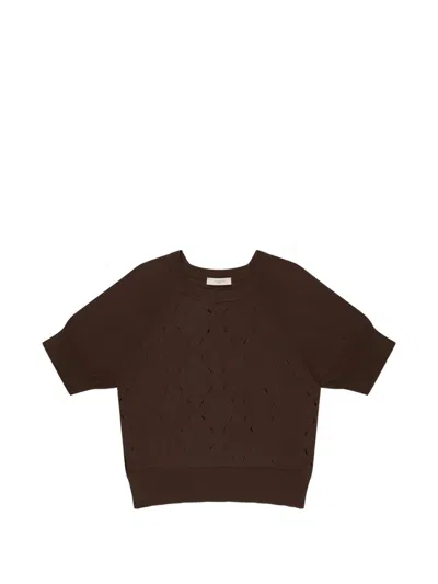 Slowear Diamond-pattern Cotton Sweater In Brown