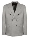Slowear Linen Double-breasted Blazer In Gray
