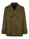 Slowear Double-breasted Coat In Green
