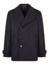 Slowear Double-breasted Lapel Coat In Black