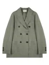 Slowear Double-breasted Linen Jacket In Gray