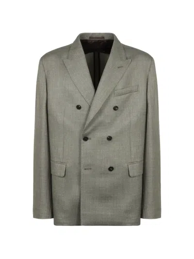 Slowear Double-breasted Notched Collar Jacket In Gray