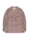 Slowear Double-breasted Herringbone Blazer In Pink