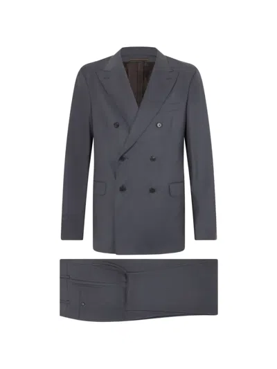 Slowear Double-breasted Suit In Gray