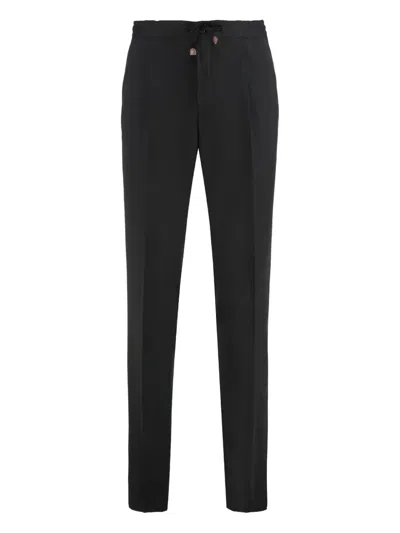 SLOWEAR DRAWSTRING-FASTENING WOOL TROUSERS