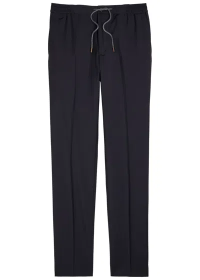 Slowear Drawstring Tapered-leg Wool Trousers In Blue