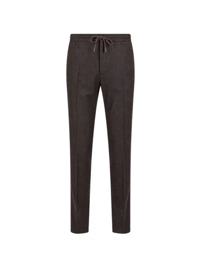 Slowear Drawstring-waist Pressed-crease Trousers In Brown