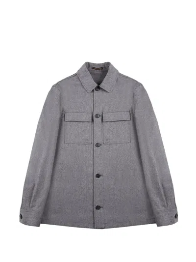Slowear Flannel-wool Shirt Jacket In Gray