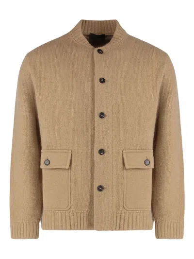 SLOWEAR FLAP-POCKET RIBBED CARDIGAN