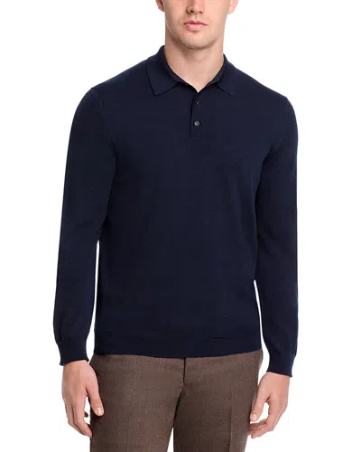 Slowear Flex Wool Blend Three Button Polo Sweater In Blue
