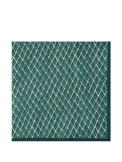 Slowear Geometric-patterned Silk Scarf In Green