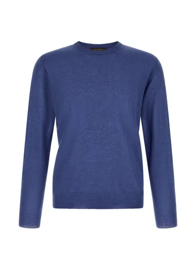 Slowear Giro Mélange-yarn Sweater In Blue
