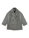 Slowear Herringbone Double-breasted Peacoat In Gray