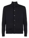 Slowear High-neck Button Cardigan In Black