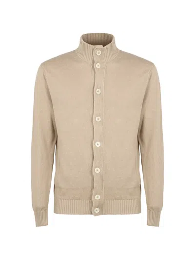 Slowear High-neck Ribbed Cardigan In Neutral