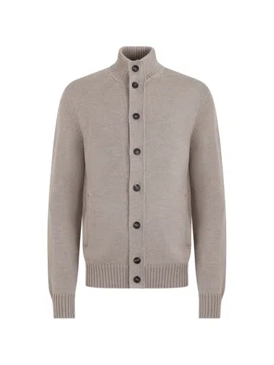 Slowear High-neck Button-up Cardigan In Multi