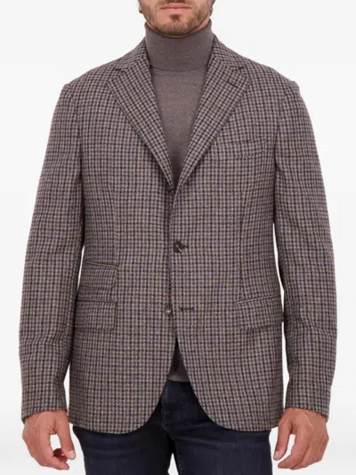 Slowear Houndstooth-pattern Montedoro Jacket In Brown
