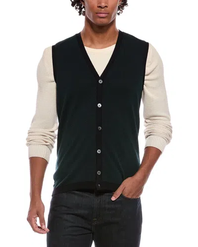 Slowear Incotex Virgin Wool-blend Cardigan Vest In Green