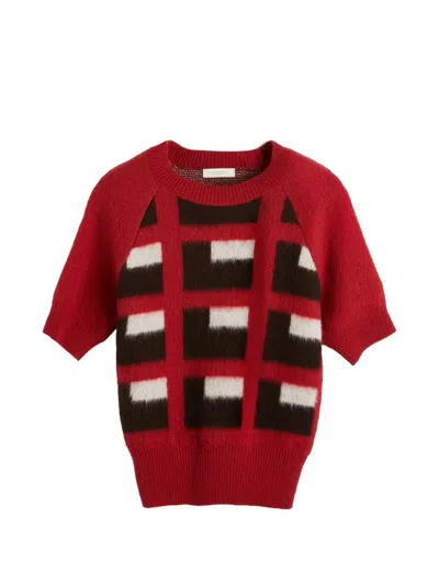 Slowear Kurzärmeliger Jacquard-pullover In Red
