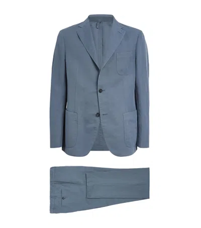 Slowear Linen-cotton 2-piece Suit In Blue