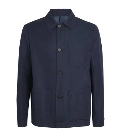 Slowear Linen-cotton Overshirt In Navy