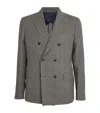 Slowear Linen Double-breasted Blazer In Green