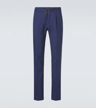 Slowear Linen, Wool And Silk Tapered Pants In Blue