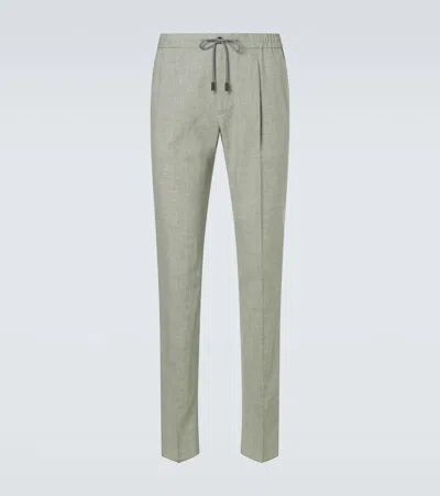 Slowear Linen Wool And Silk Tapered Pants In Green