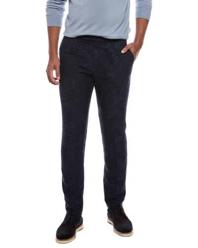 Slowear Linen-blend Single Pleat Regular Fit Pant In Blue