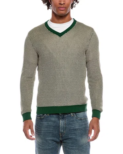 Slowear Linen-blend V-neck Sweater In Green