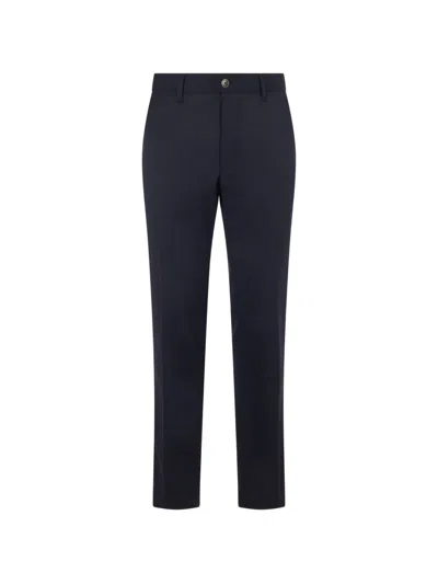 Slowear Logo-patch Straight-leg Trousers In Blue