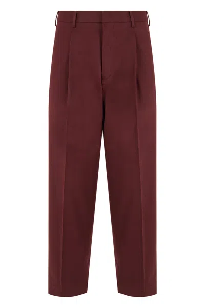 Slowear Loose-fit Pants With Elastic Waistband In Burgundy