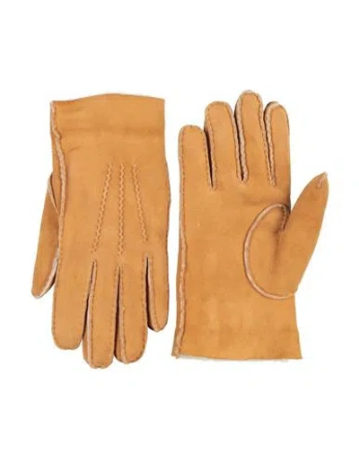 Slowear Man Gloves Camel Size 9 Leather In Beige