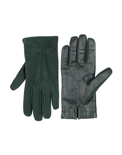 Slowear Man Gloves Dark Green Size 8.5 Leather