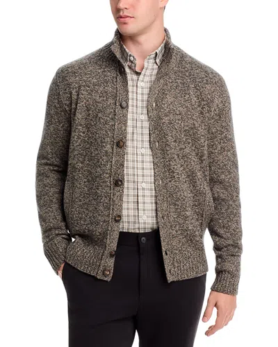 Slowear Marble Wool Stand Collar Button Sweater In Brown