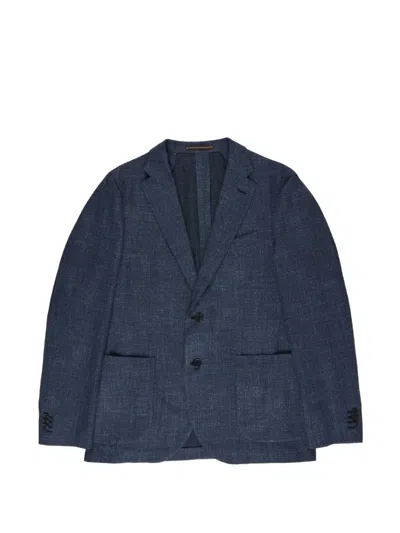 Slowear Mélange-effect Blazer In Blue