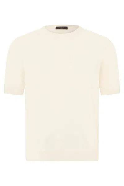 Slowear Men's Short-sleeve Cotton & Silk Sweater In Panna