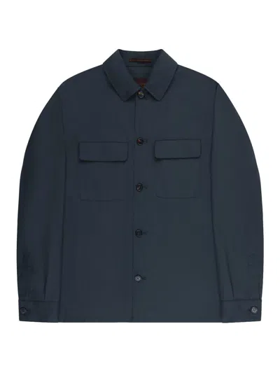 Slowear Men's Stretch-cotton Twill Crepe Overshirt In Blue