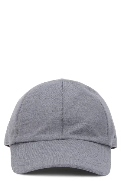 Slowear Modern Wool Cap With Curved Visor And Adjustable Back In Grey