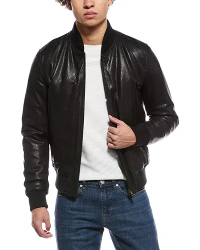 Slowear Montedoro By  Leather Bomber Jacket In Black