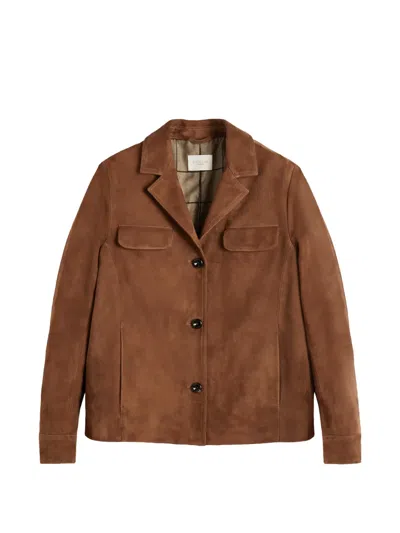 Slowear Montedoro Suede Overshirt In Brown