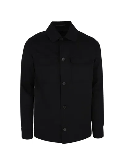 Slowear Patch-pocket Over Shirt In Black