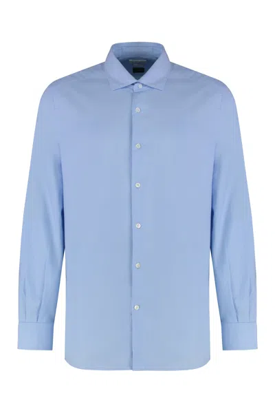 Slowear Piqué Cotton Long-sleeve Shirt With Classic Collar In Light Blue