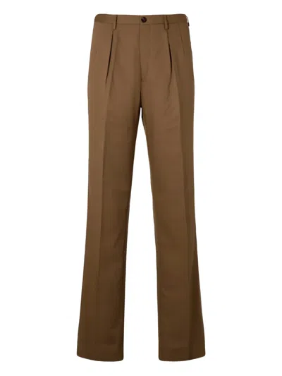 Slowear Pleated Cotton-blend Trousers In Brown