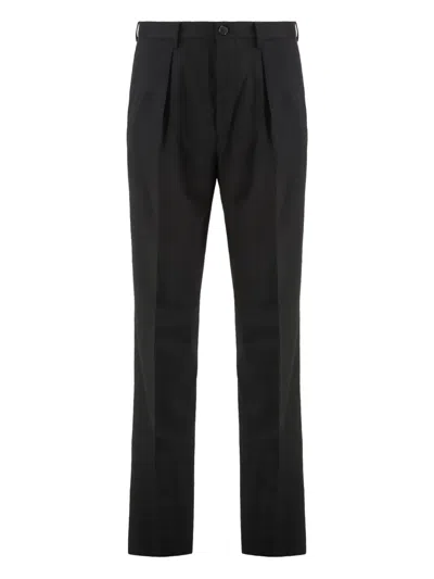 Slowear Pleated Cotton Trousers In Black