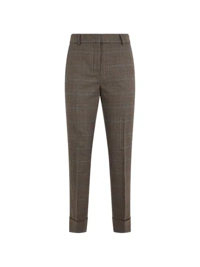 Slowear Prince Of Wales Check Turned-up Trousers In Brown