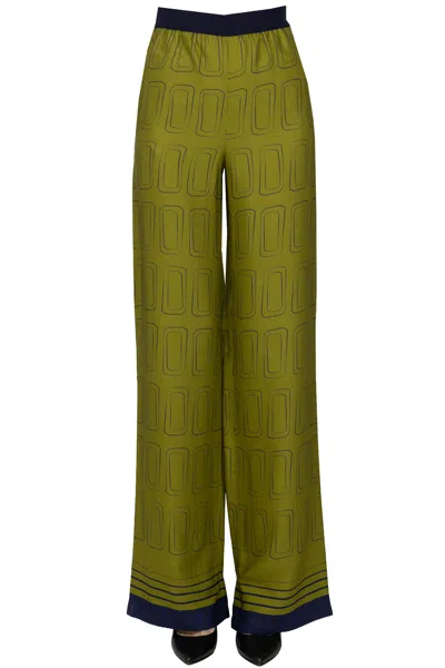 Slowear Printed Viscose Trousers In Green