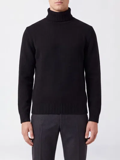 Slowear Pure Virgin Wool Turtleneck Jumper With Long Sleeves In Black