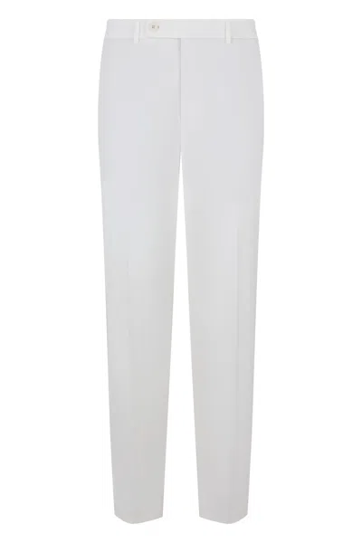 Slowear Regular Fit Cotton Pants With Elastic Waist In White