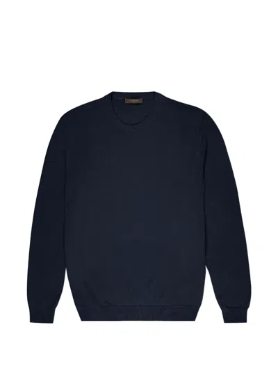 Slowear Ribbed Crew-neck Sweater In Blue